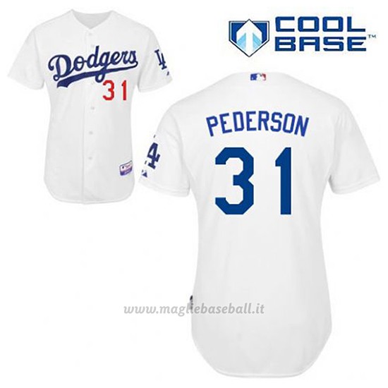 Maglia Baseball Uomo Los Angeles Dodgers Joc Pederson 31 Bianco 1ªCool Base